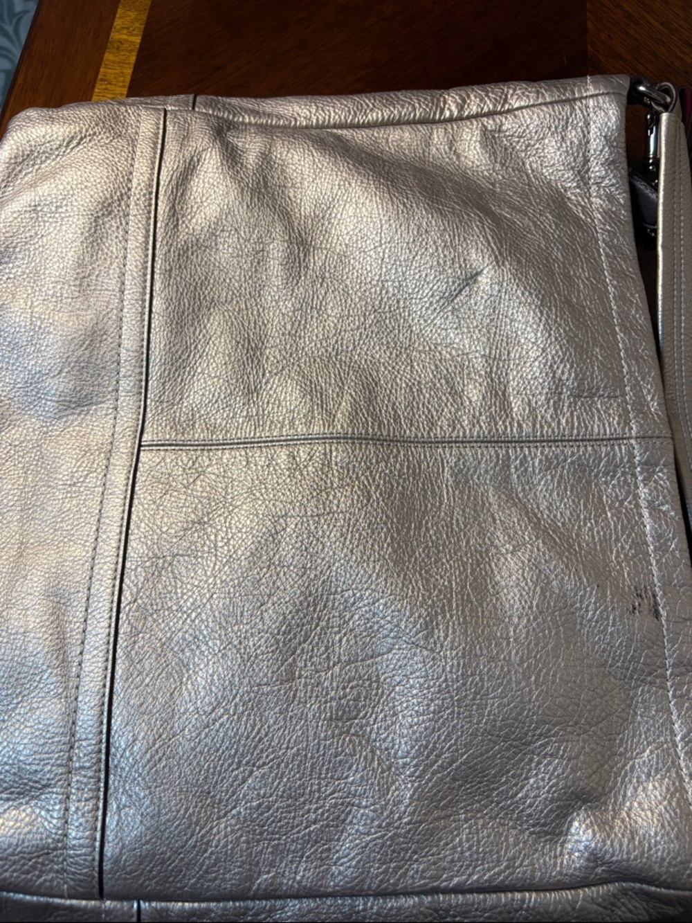 Coach Metallic Silver Leather Hobo Shoulder Bag - Picture 10 of 12